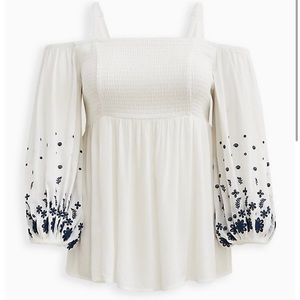 SHOULDER BLOUSE - GAUZE WHITE (NWT)- M/L 00